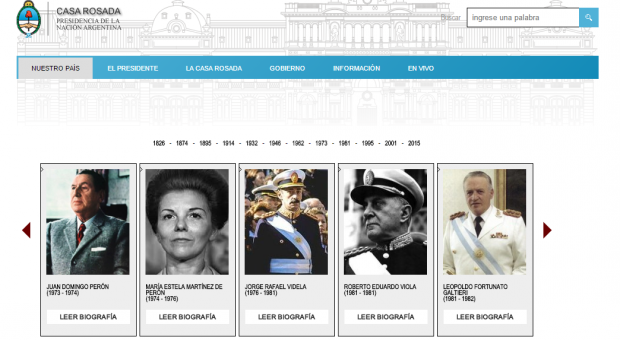 La Casa Rosada estrena nueva web y una polémica galería de “ex presidentes”